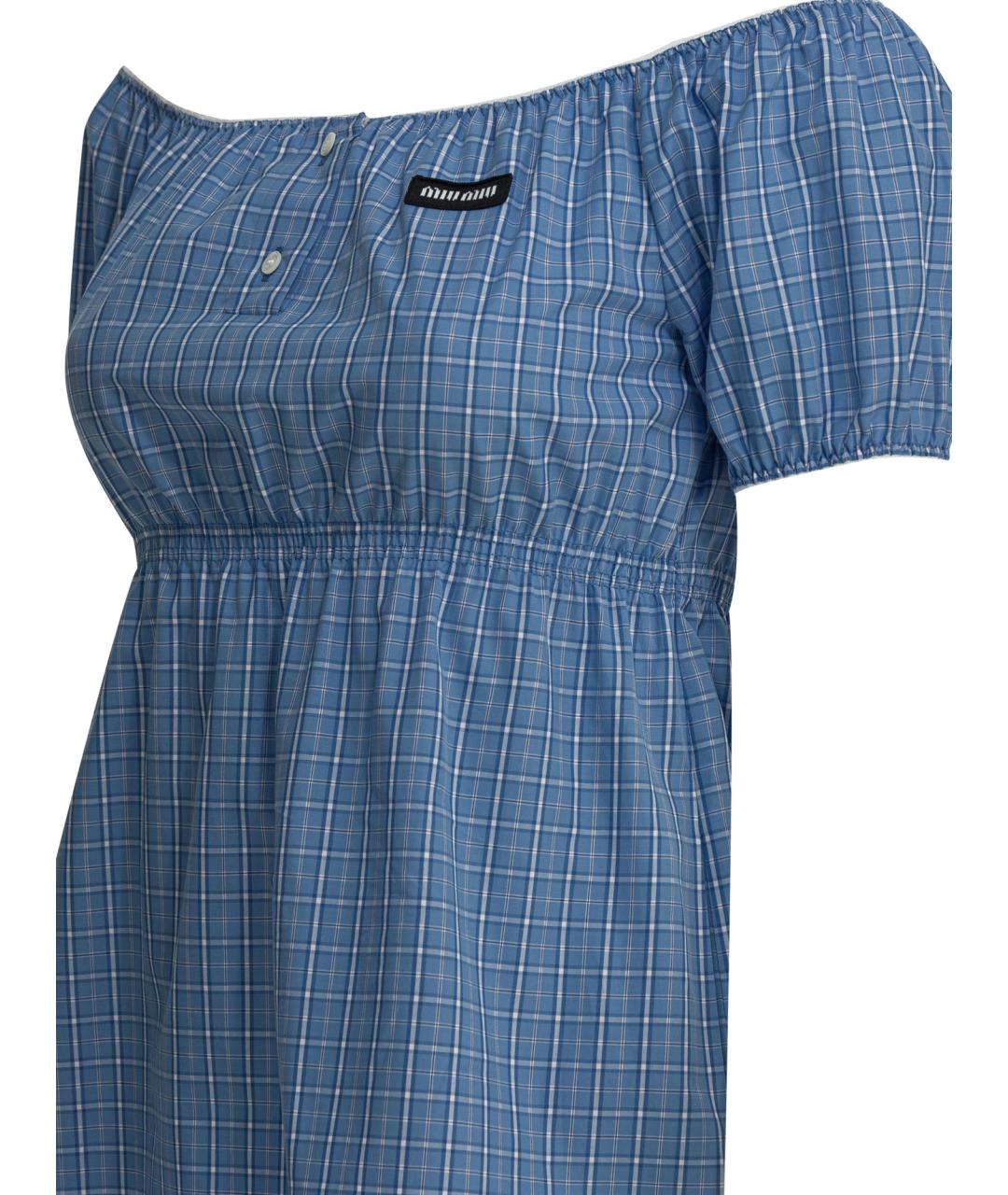 MIU MIU Голубое хлопковое повседневное платье, фото 4