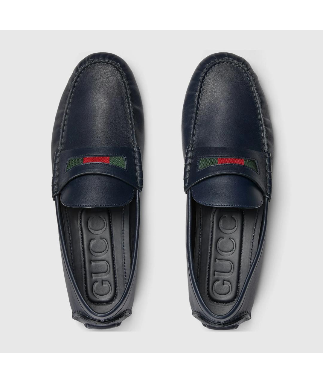 GUCCI Синие кожаные мокасины, фото 3