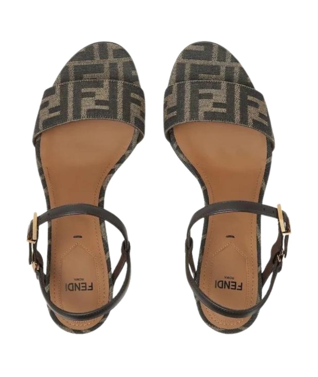 FENDI Коричневые сандалии, фото 2