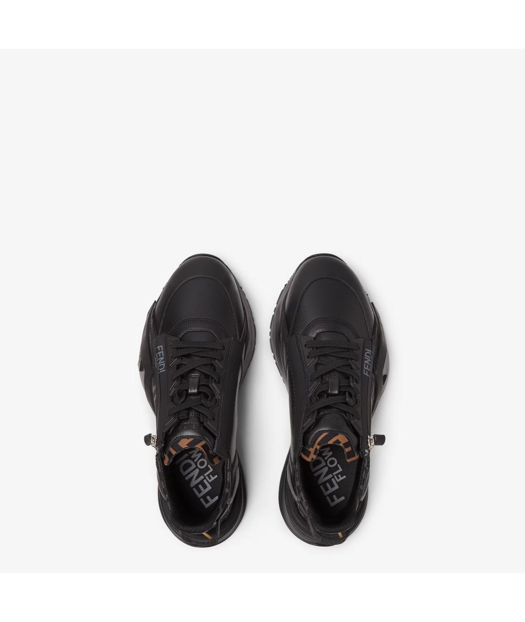 FENDI Черные кожаные низкие кроссовки / кеды, фото 4
