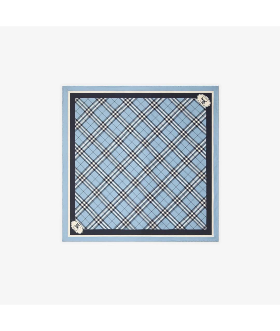 BURBERRY Синий шелковый шарф, фото 1
