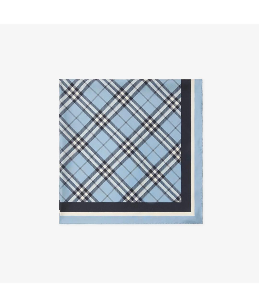 BURBERRY Синий шелковый шарф, фото 2
