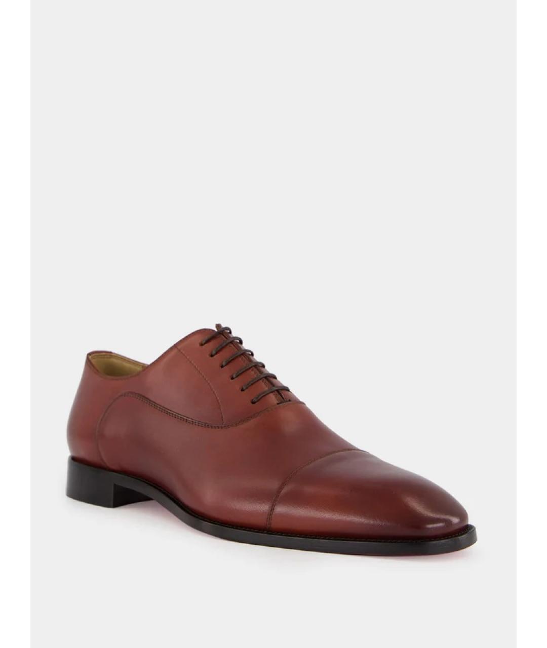 CHRISTIAN LOUBOUTIN Коричневые кожаные туфли, фото 2