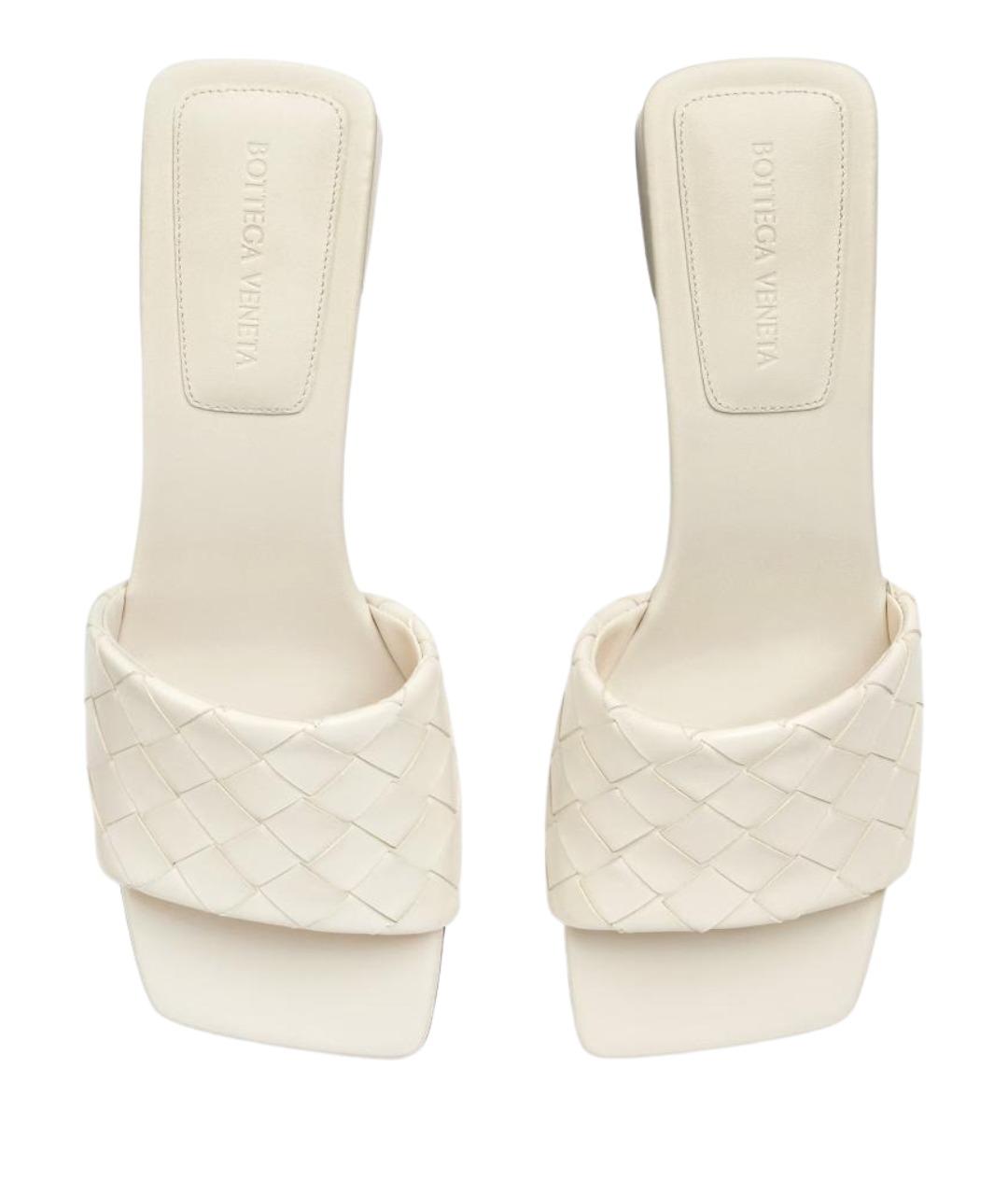 BOTTEGA VENETA Белые кожаные мюли, фото 3