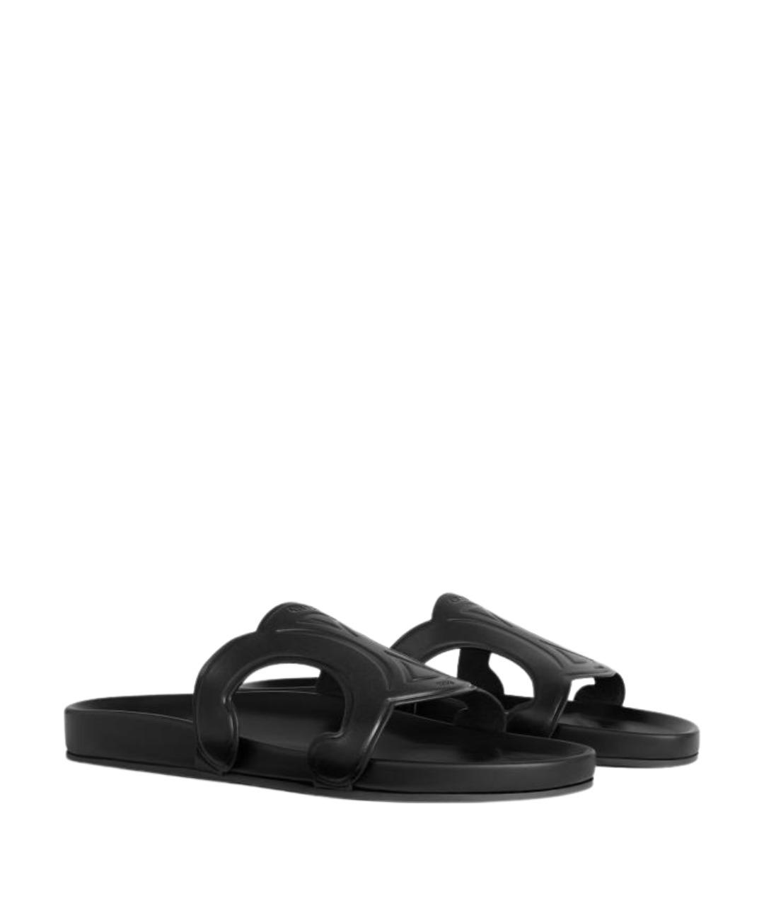 CELINE Черные кожаные сандалии, фото 2