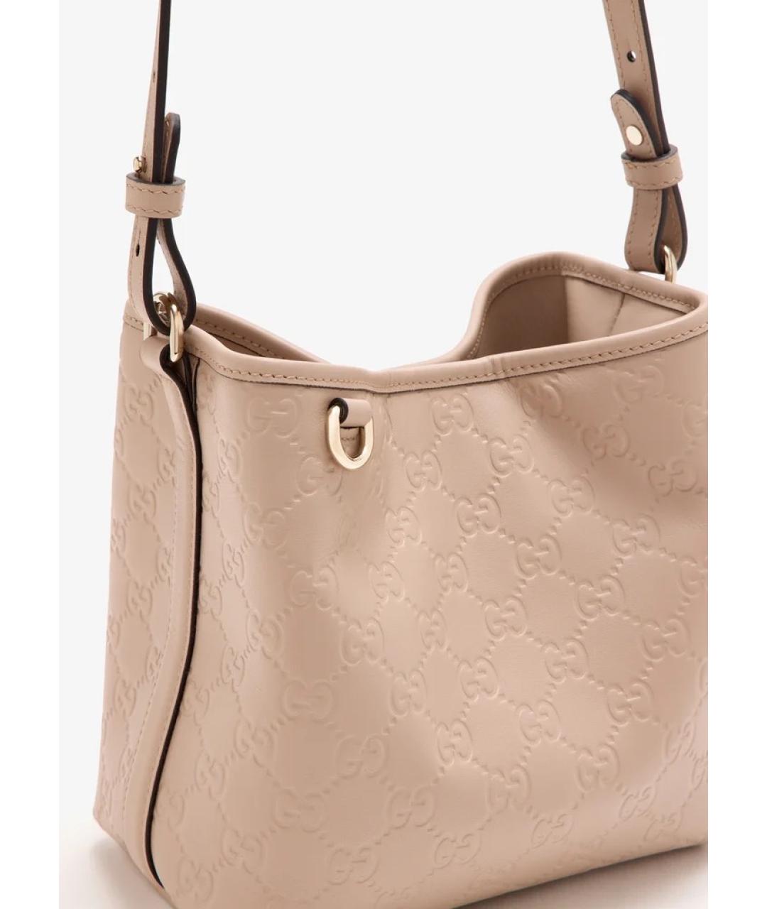 GUCCI Бежевая кожаная сумка с короткими ручками, фото 2