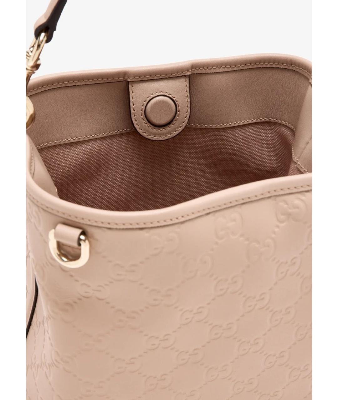 GUCCI Бежевая кожаная сумка с короткими ручками, фото 3