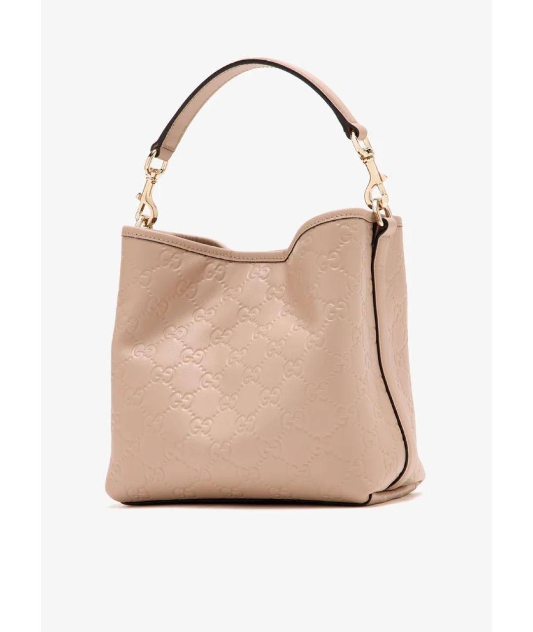 GUCCI Бежевая кожаная сумка с короткими ручками, фото 4