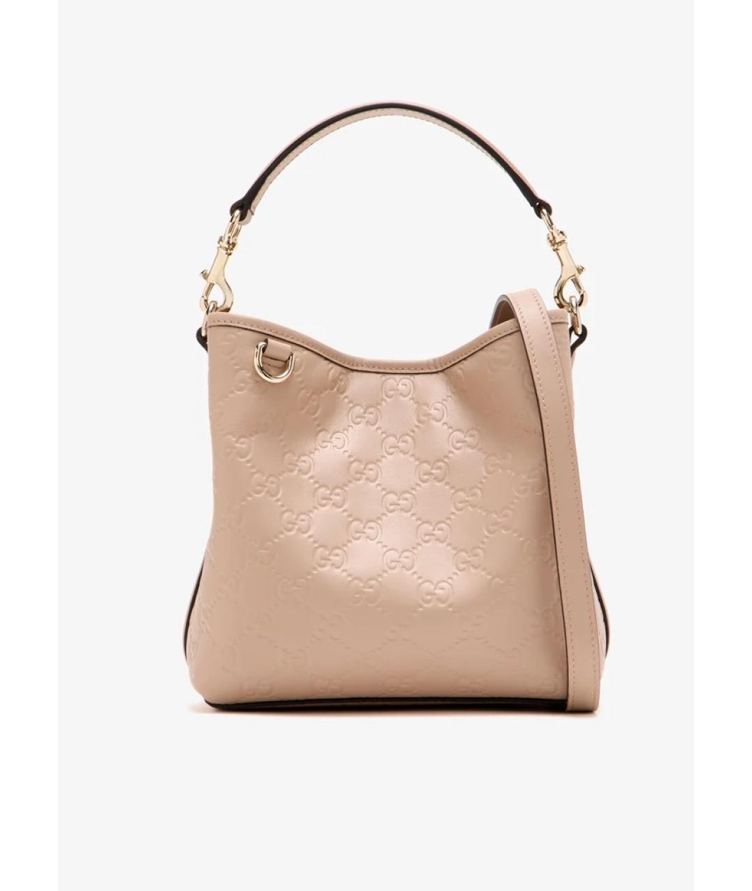 GUCCI Бежевая кожаная сумка с короткими ручками, фото 1
