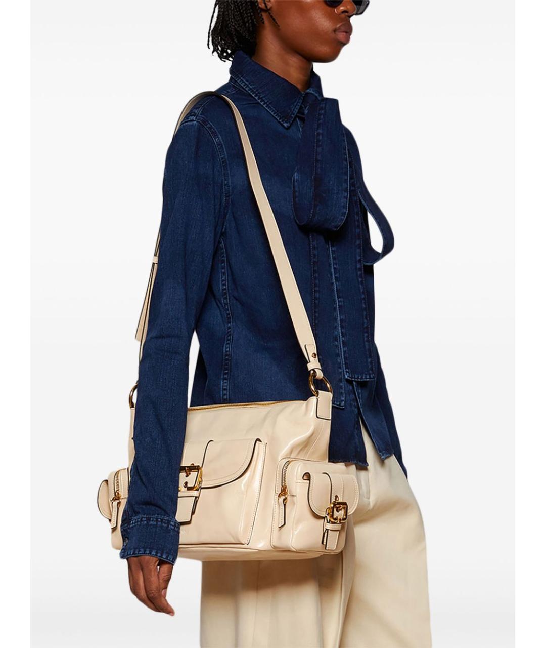 CHLOE Бежевая кожаная сумка через плечо, фото 3
