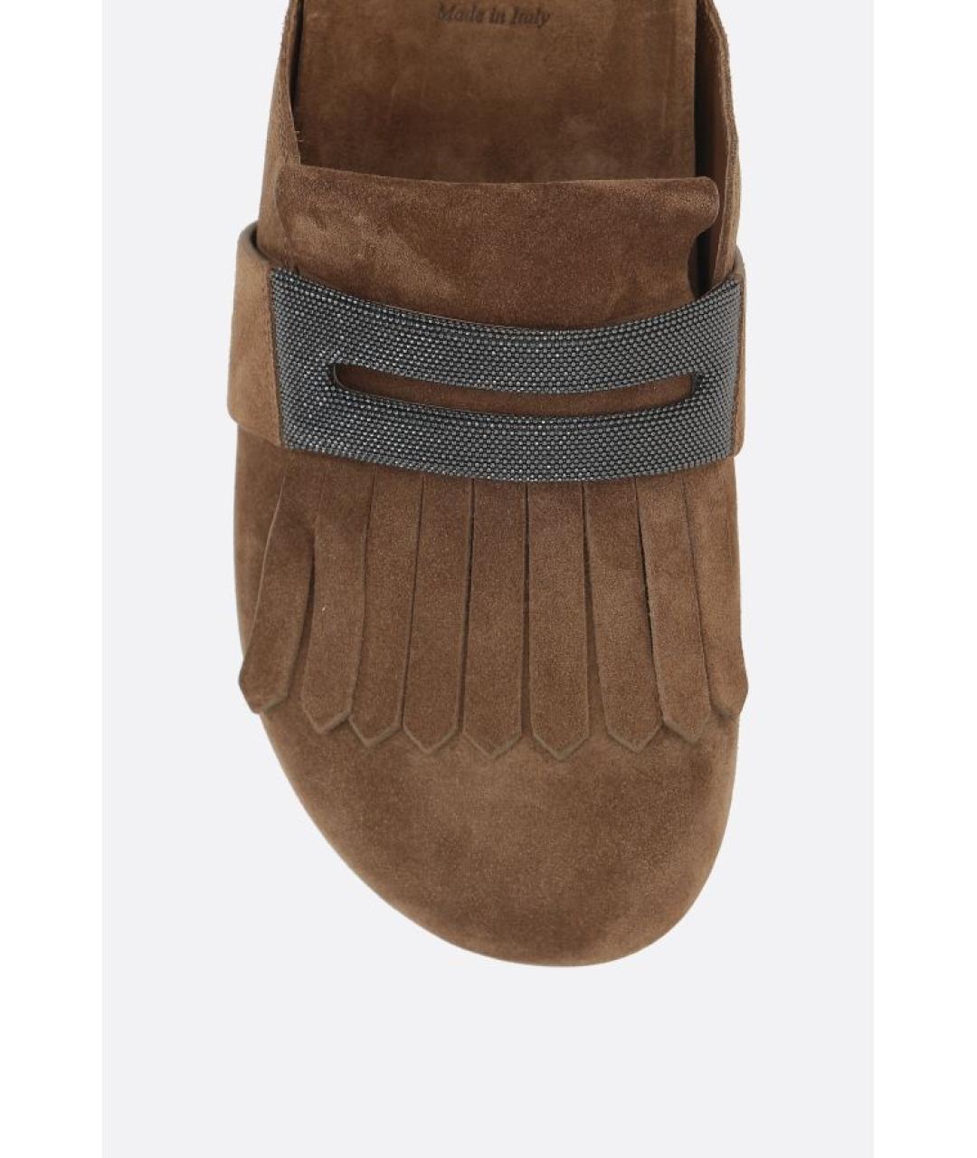BRUNELLO CUCINELLI Коричневые замшевые сабо, фото 4