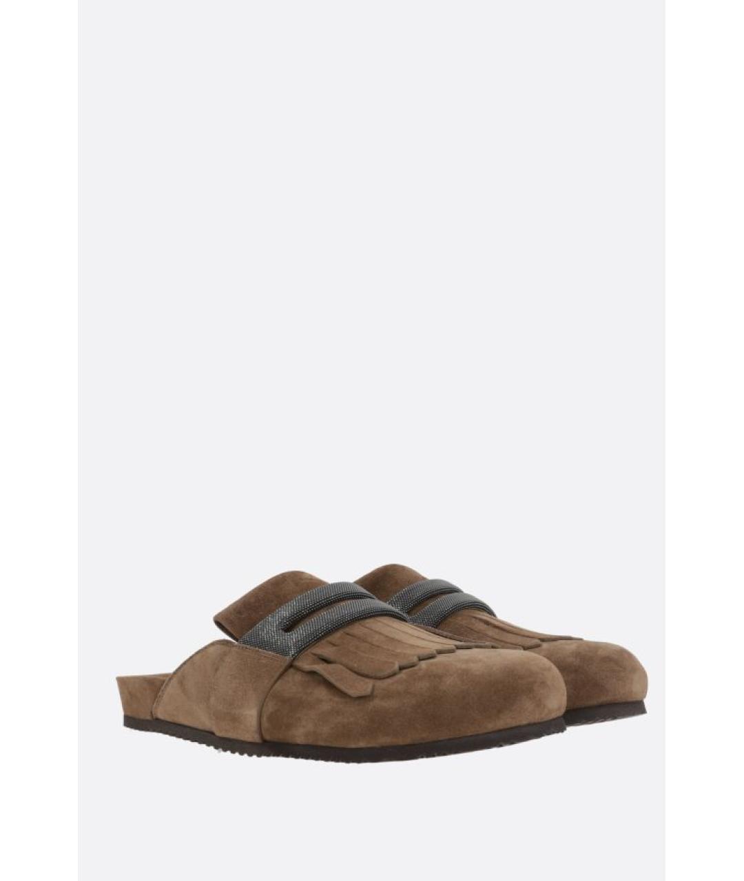 BRUNELLO CUCINELLI Коричневые замшевые сабо, фото 2