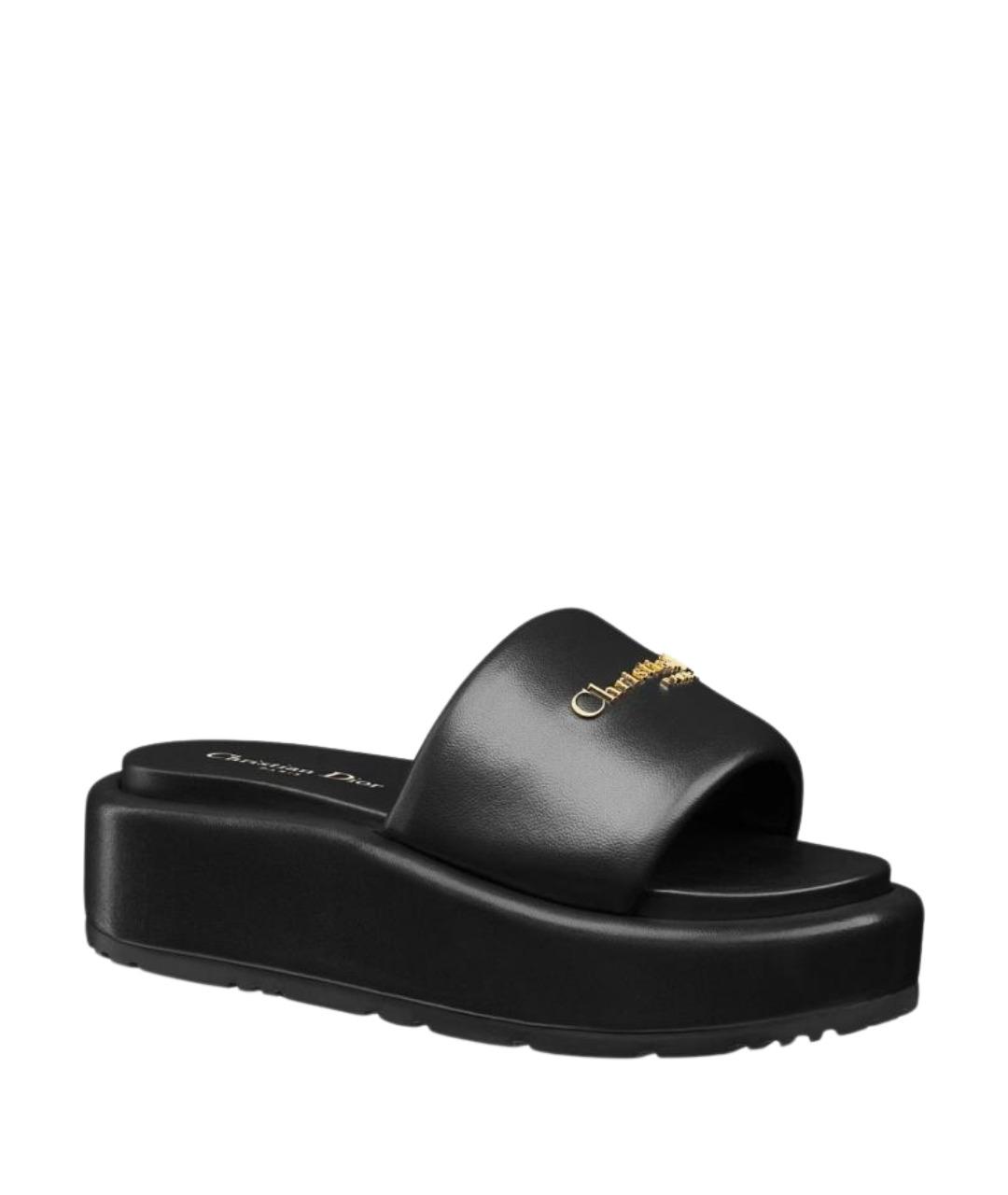 CHRISTIAN DIOR Черные кожаные сандалии, фото 3