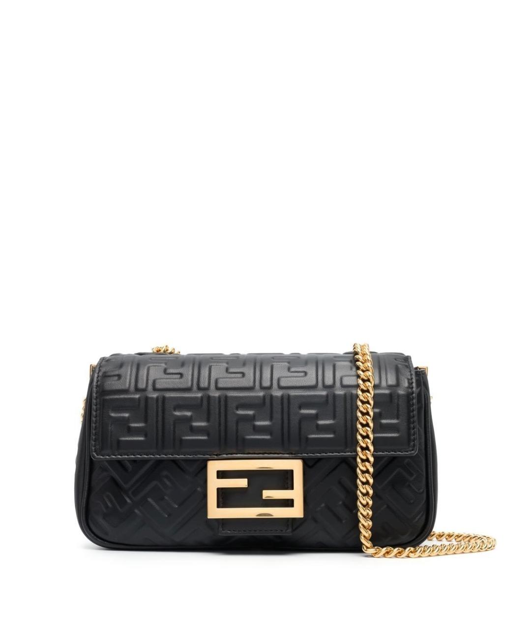 FENDI Черная кожаная сумка через плечо, фото 1