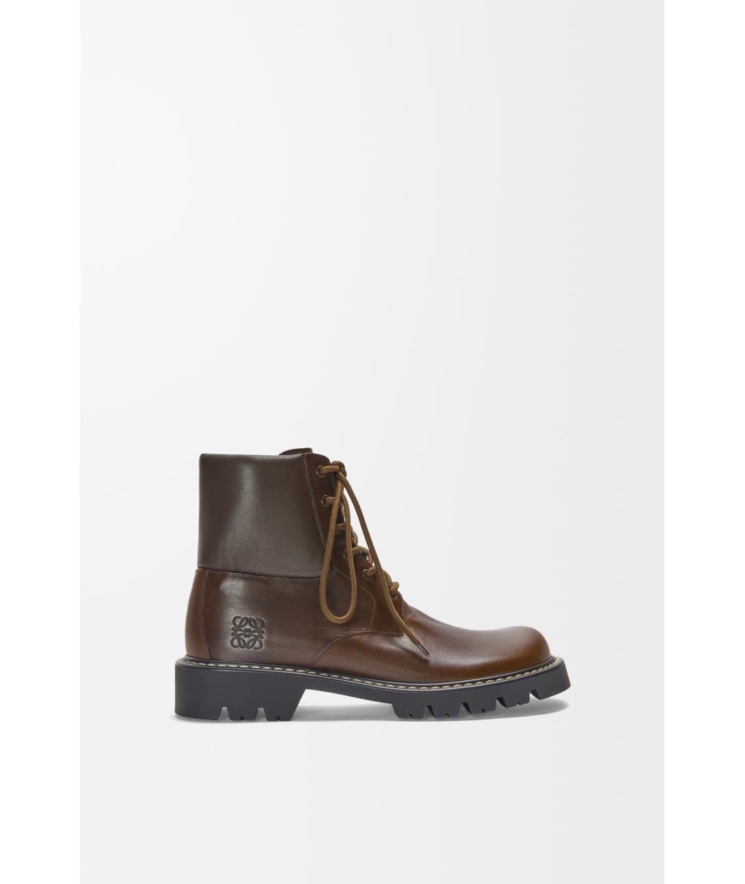 LOEWE Коричневые кожаные высокие ботинки, фото 5