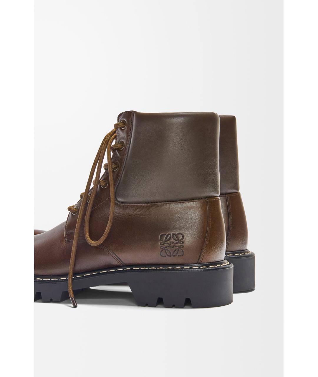 LOEWE Коричневые кожаные высокие ботинки, фото 4