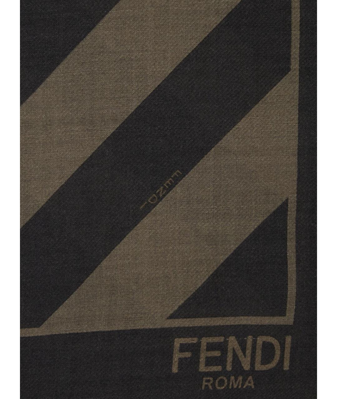 FENDI Коричневый шелковый шарф, фото 3