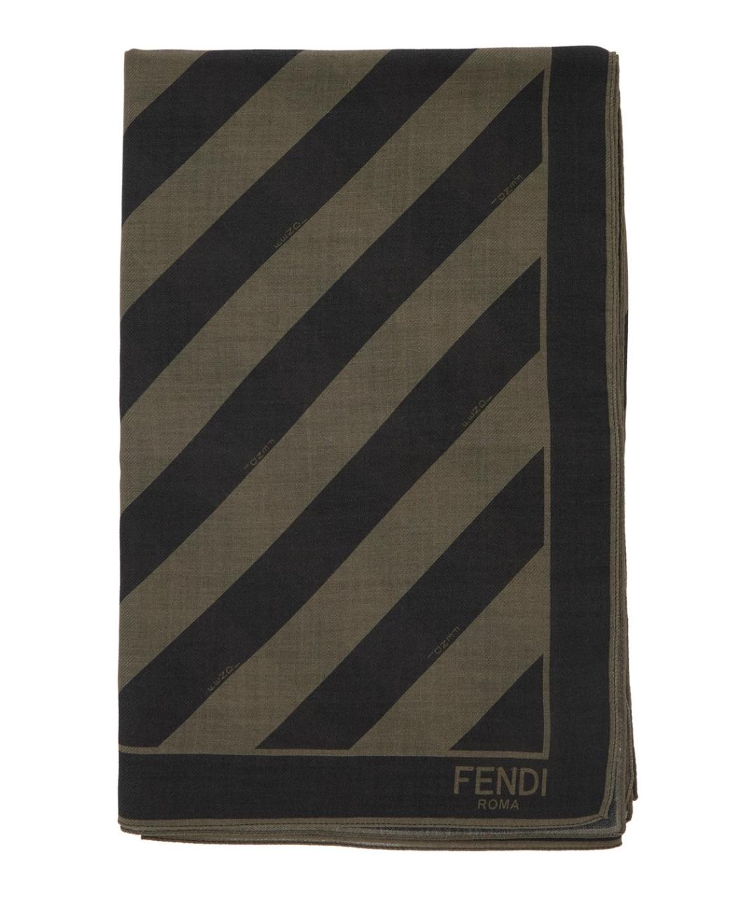 FENDI Коричневый шелковый шарф, фото 1