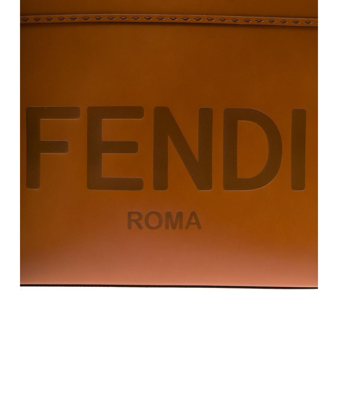 FENDI Коричневая кожаная сумка с короткими ручками, фото 3