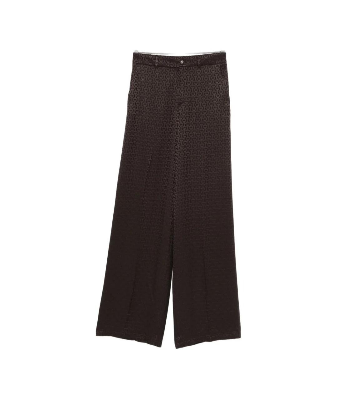 GUCCI Коричневые шелковые прямые брюки, фото 1