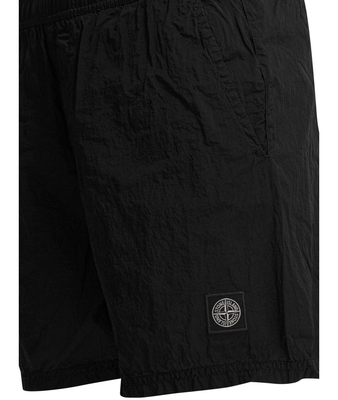 STONE ISLAND Черные полиамидовые шорты, фото 4