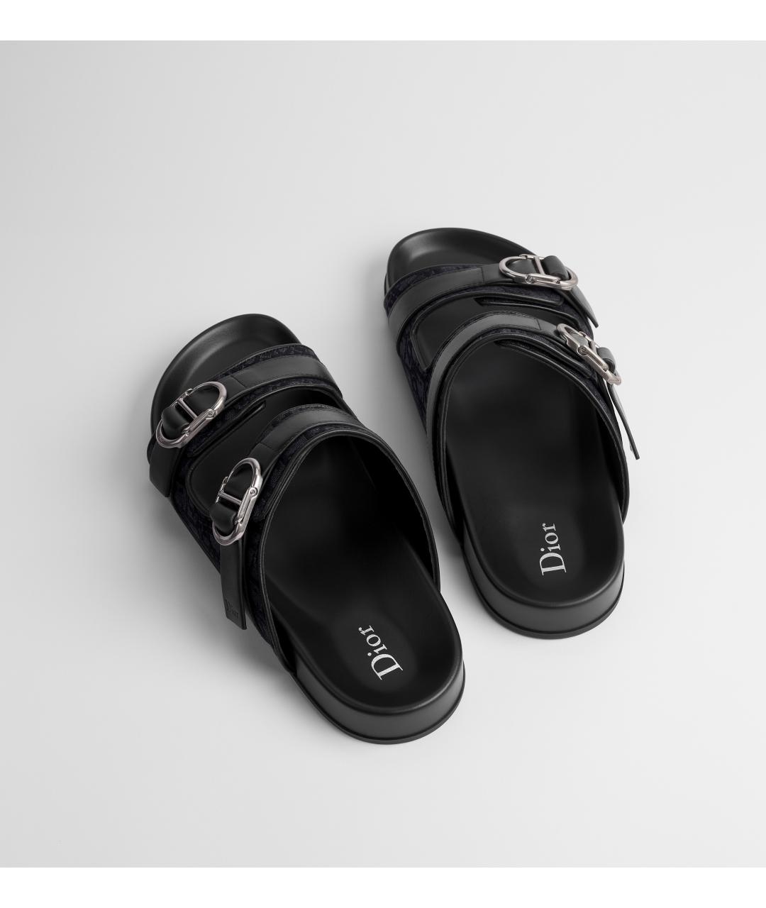 CHRISTIAN DIOR Черные текстильные сандалии, фото 4