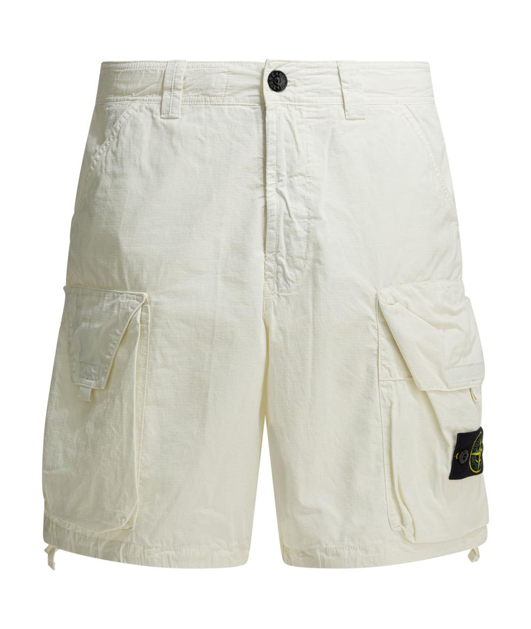STONE ISLAND Белые хлопковые шорты, фото 1