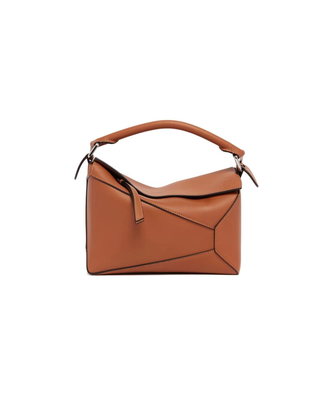 LOEWE Коричневая кожаная сумка с короткими ручками, фото 1