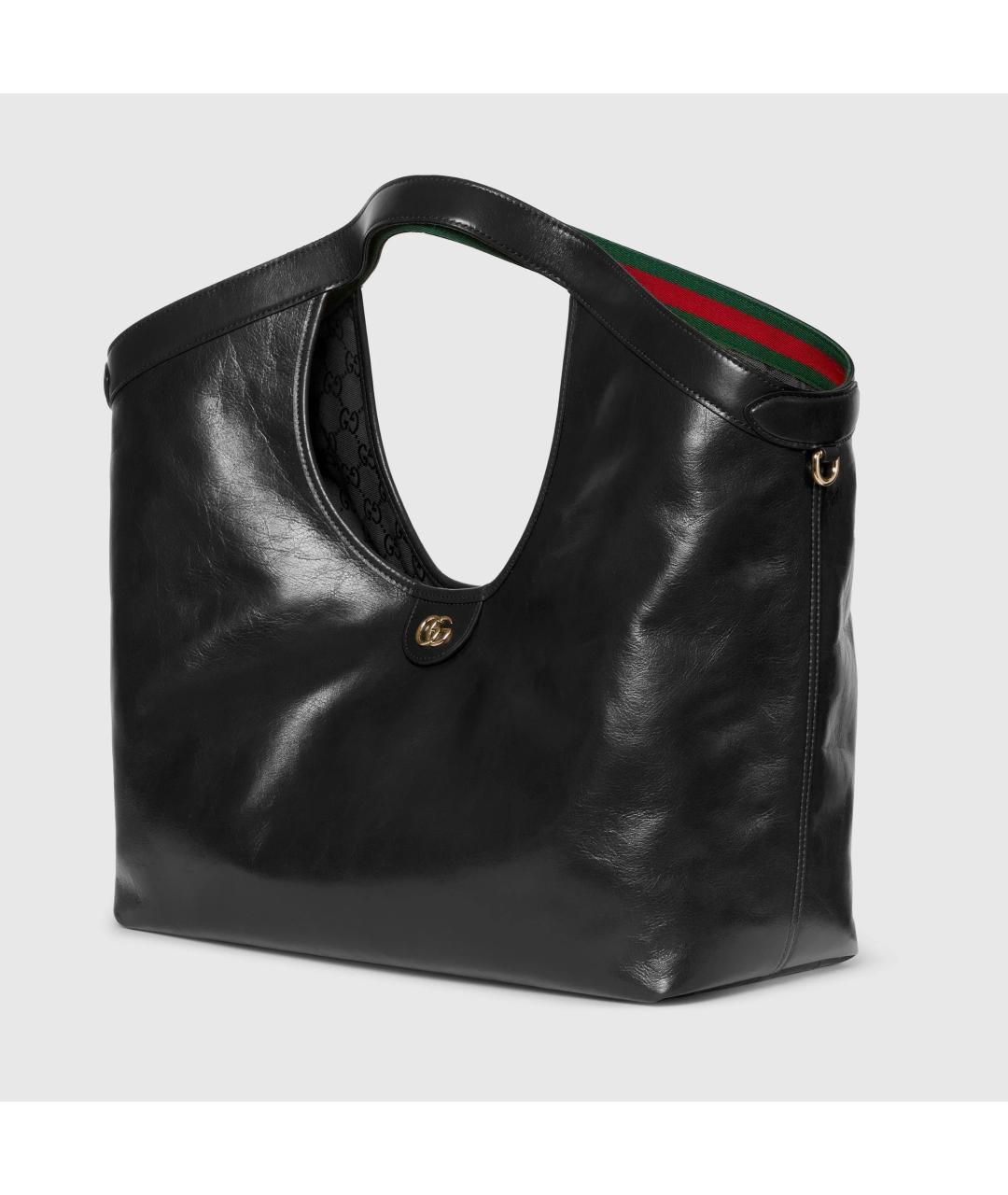 GUCCI Черная кожаная сумка с короткими ручками, фото 5