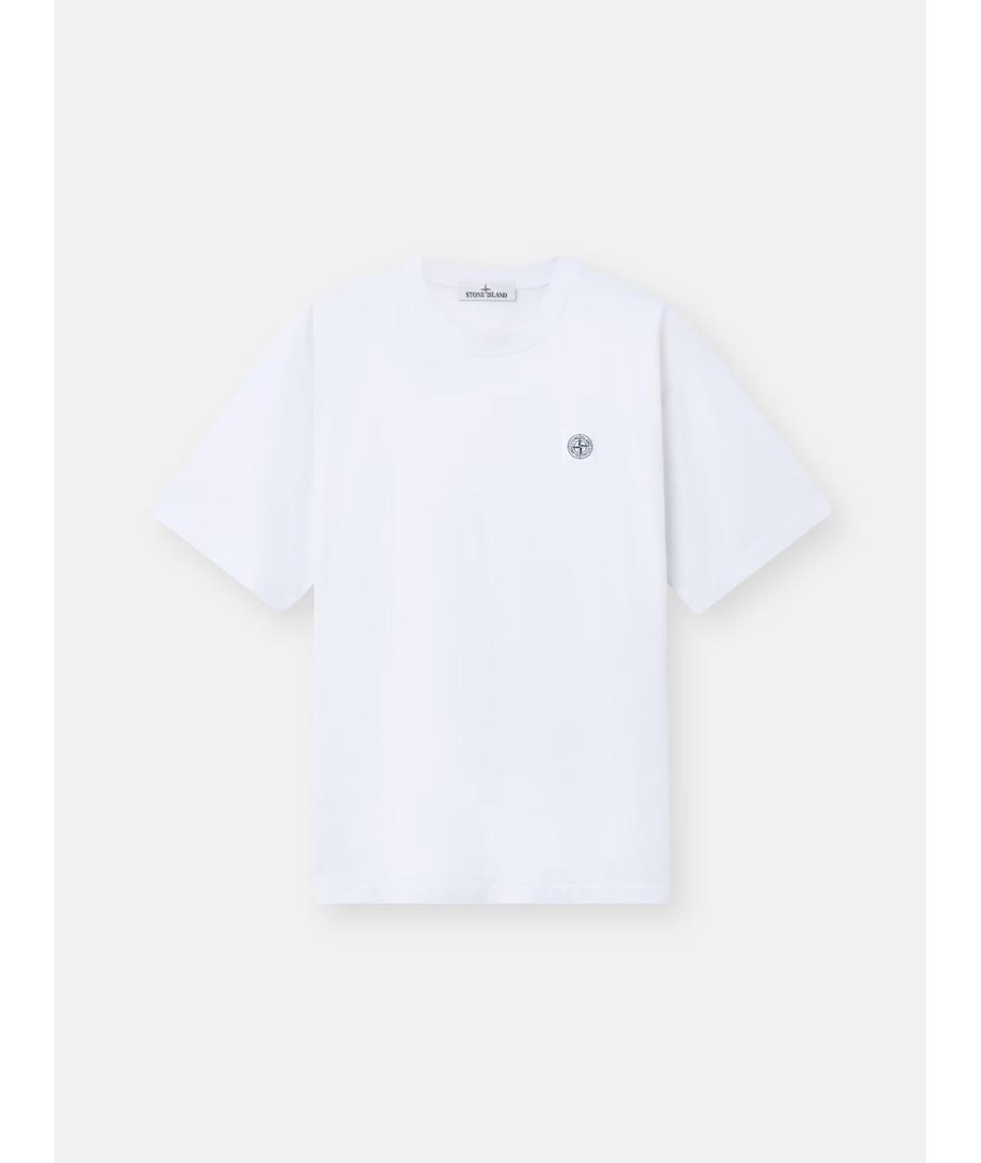 STONE ISLAND Белая хлопковая футболка, фото 3