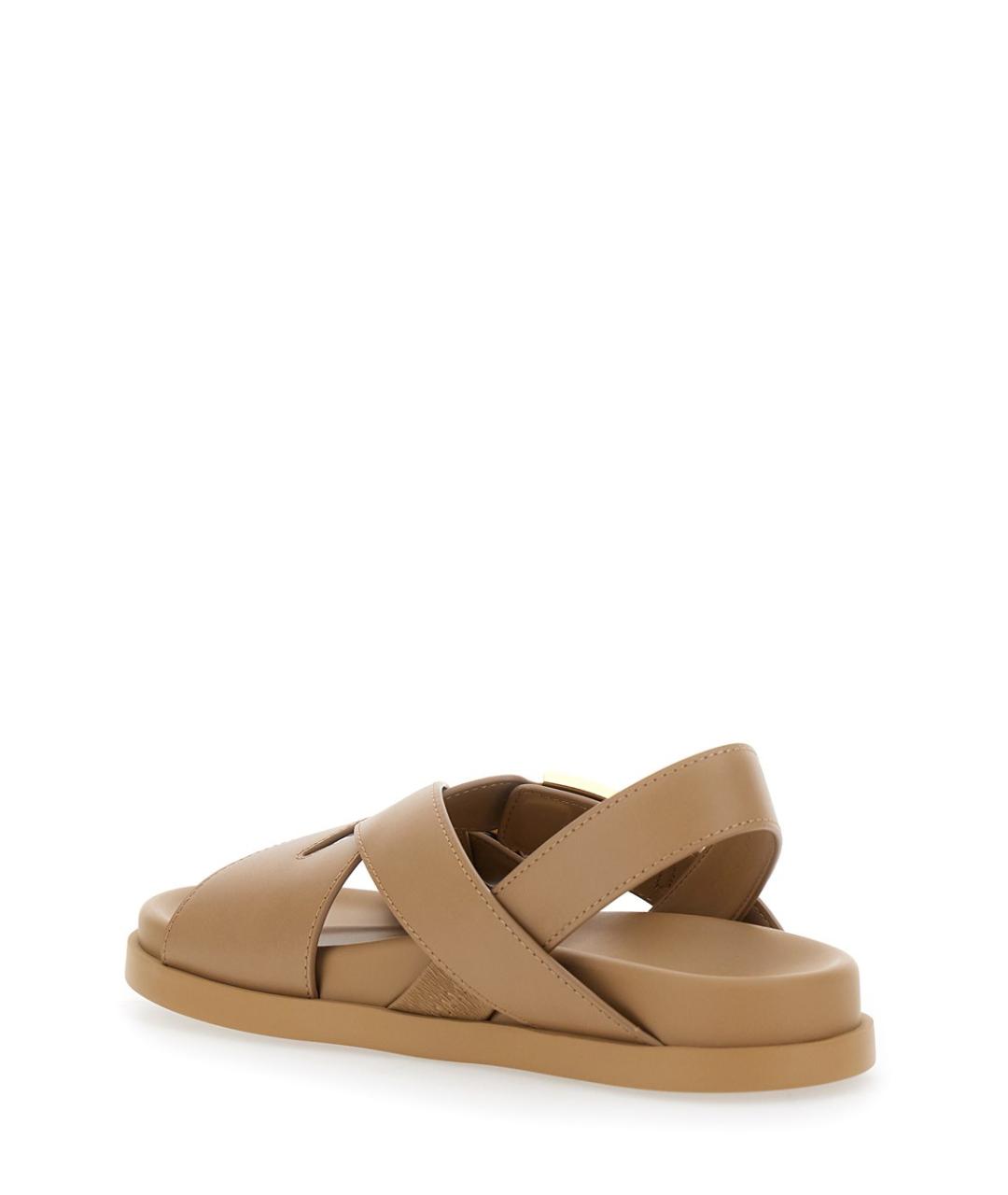 FENDI Бежевые кожаные сандалии, фото 4