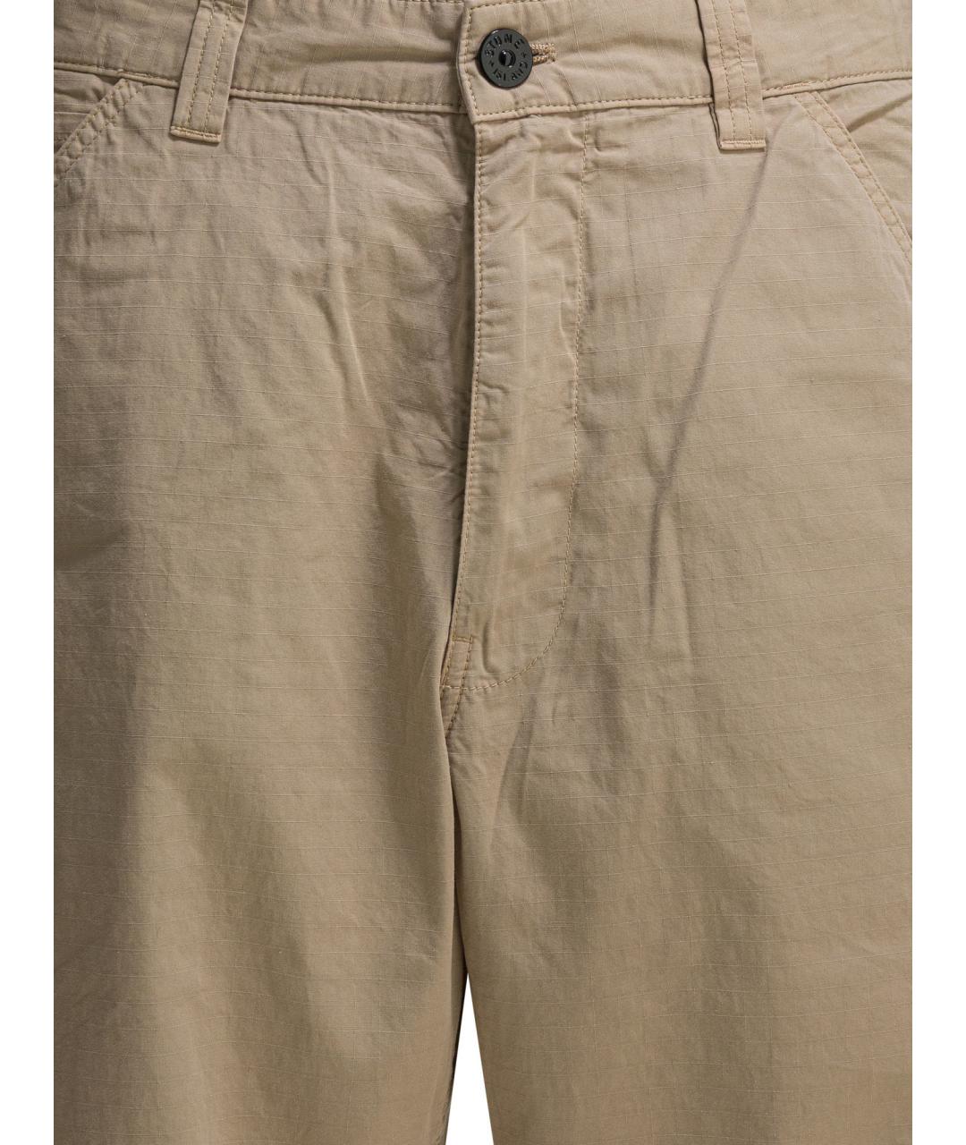 STONE ISLAND Бежевые хлопковые повседневные брюки, фото 3