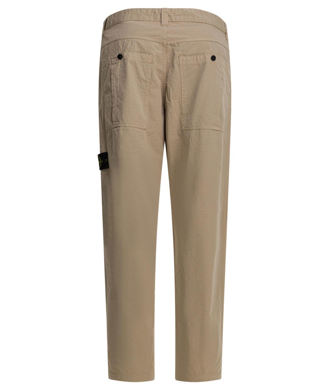STONE ISLAND Бежевые хлопковые повседневные брюки, фото 2