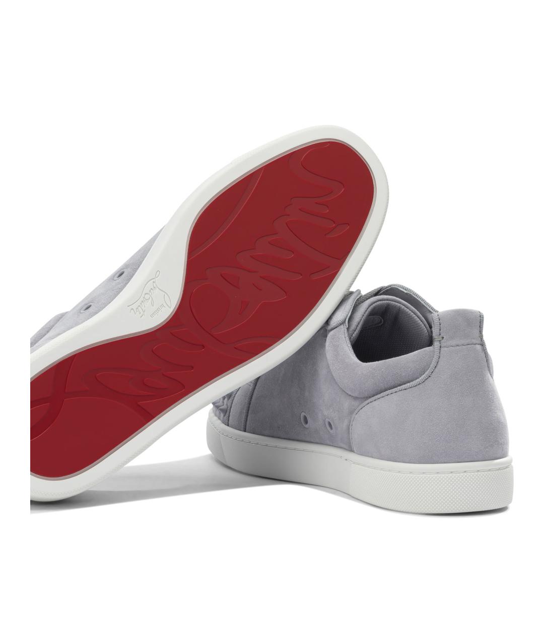 CHRISTIAN LOUBOUTIN Серые замшевые низкие кроссовки / кеды, фото 5