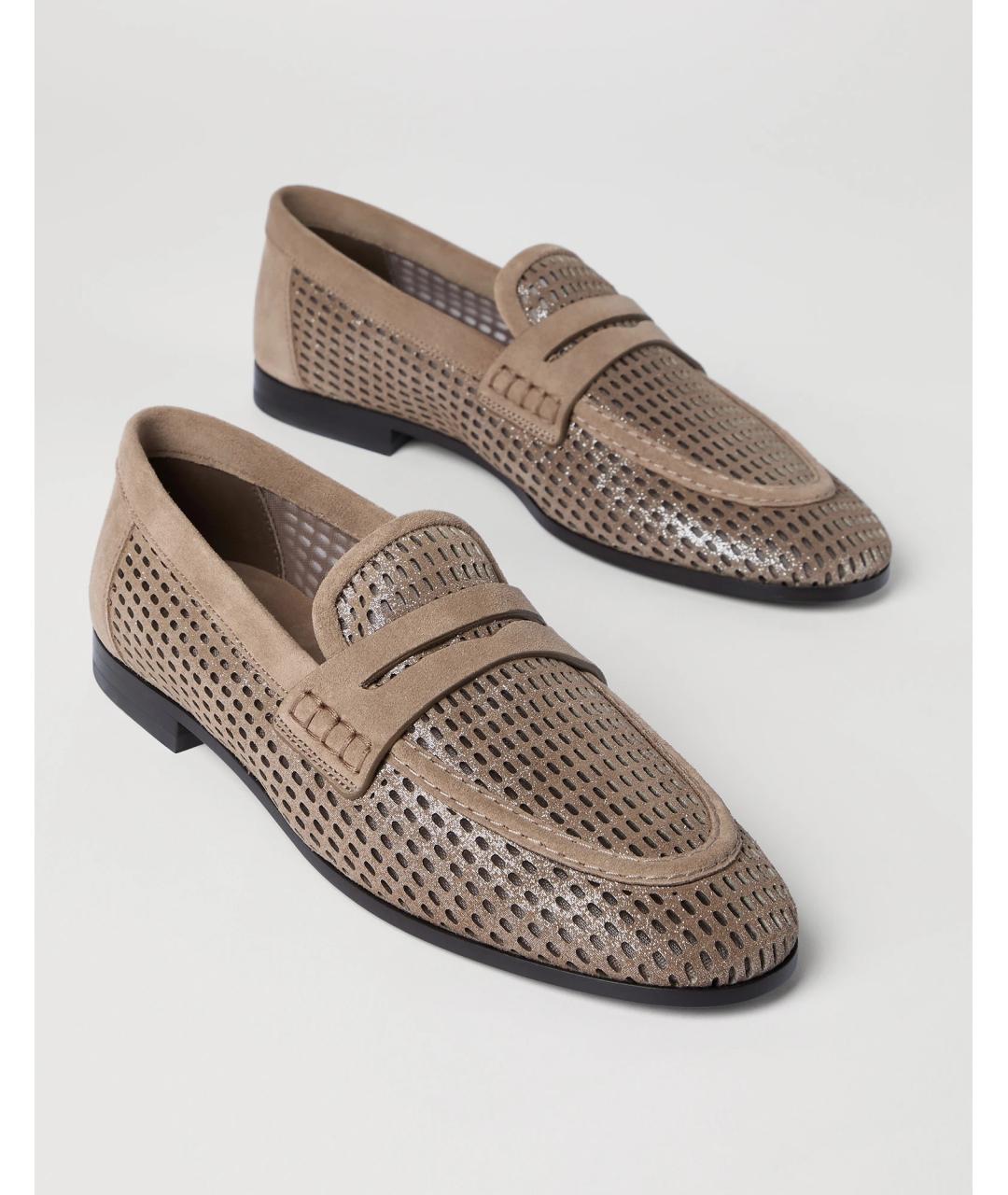 BRUNELLO CUCINELLI Бежевые замшевые лоферы, фото 3