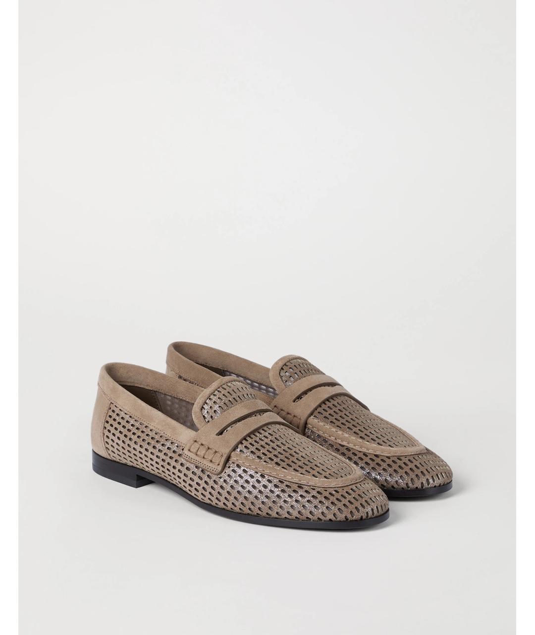 BRUNELLO CUCINELLI Бежевые замшевые лоферы, фото 2