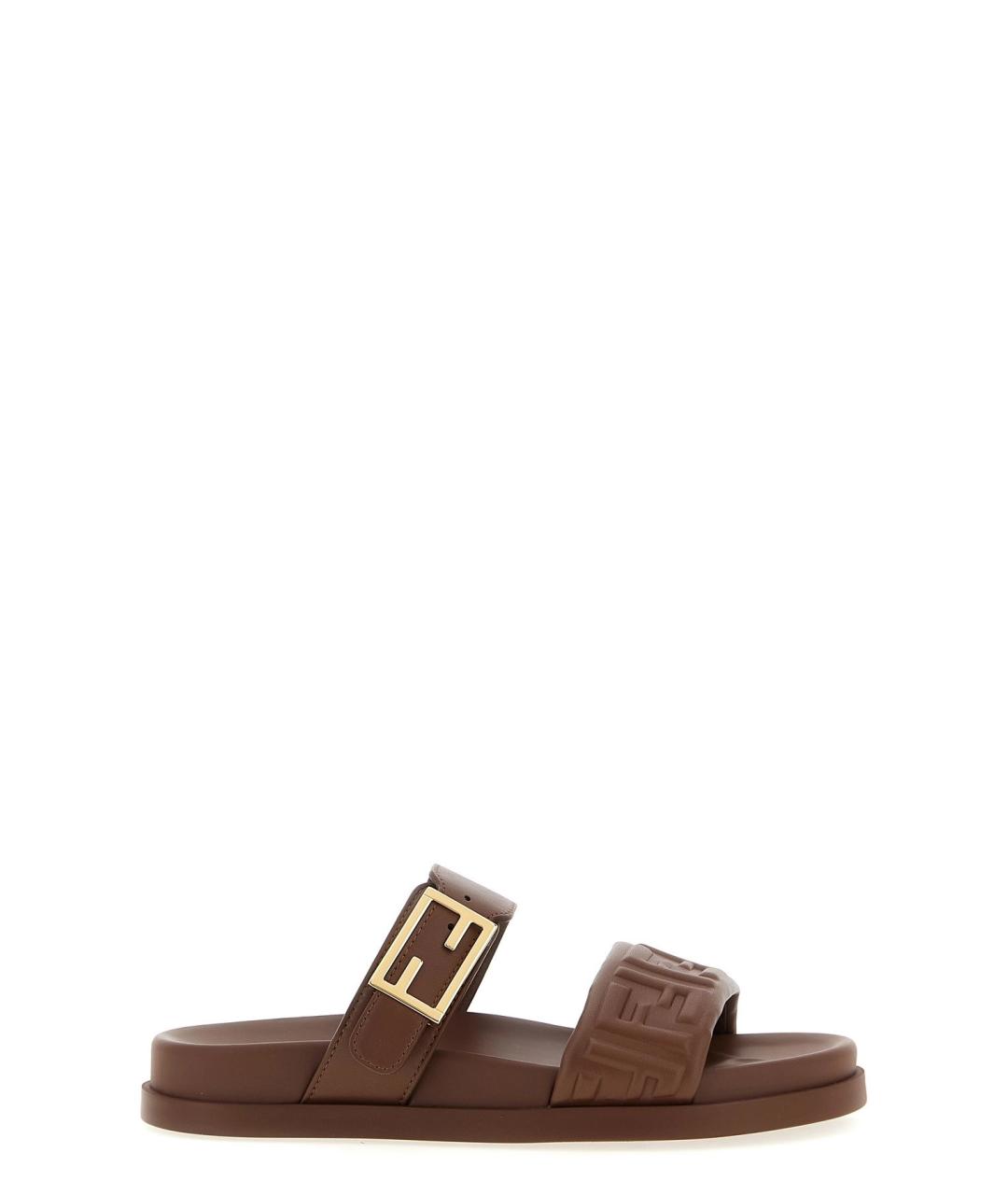 FENDI Коричневые кожаные сандалии, фото 1