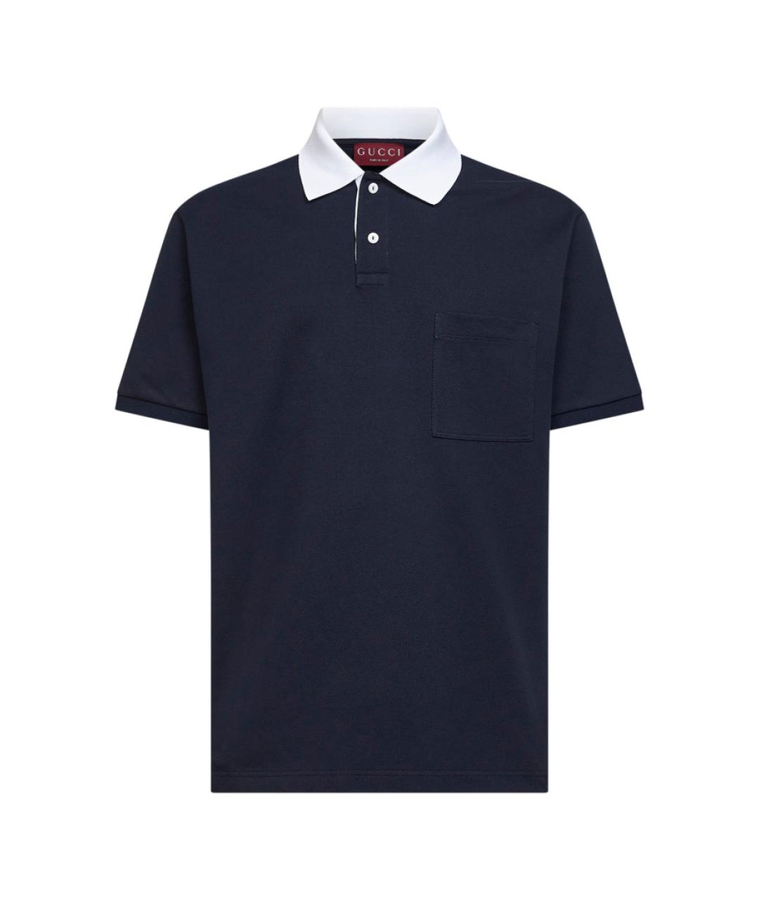 GUCCI Синее хлопковое поло с коротким рукавом, фото 1