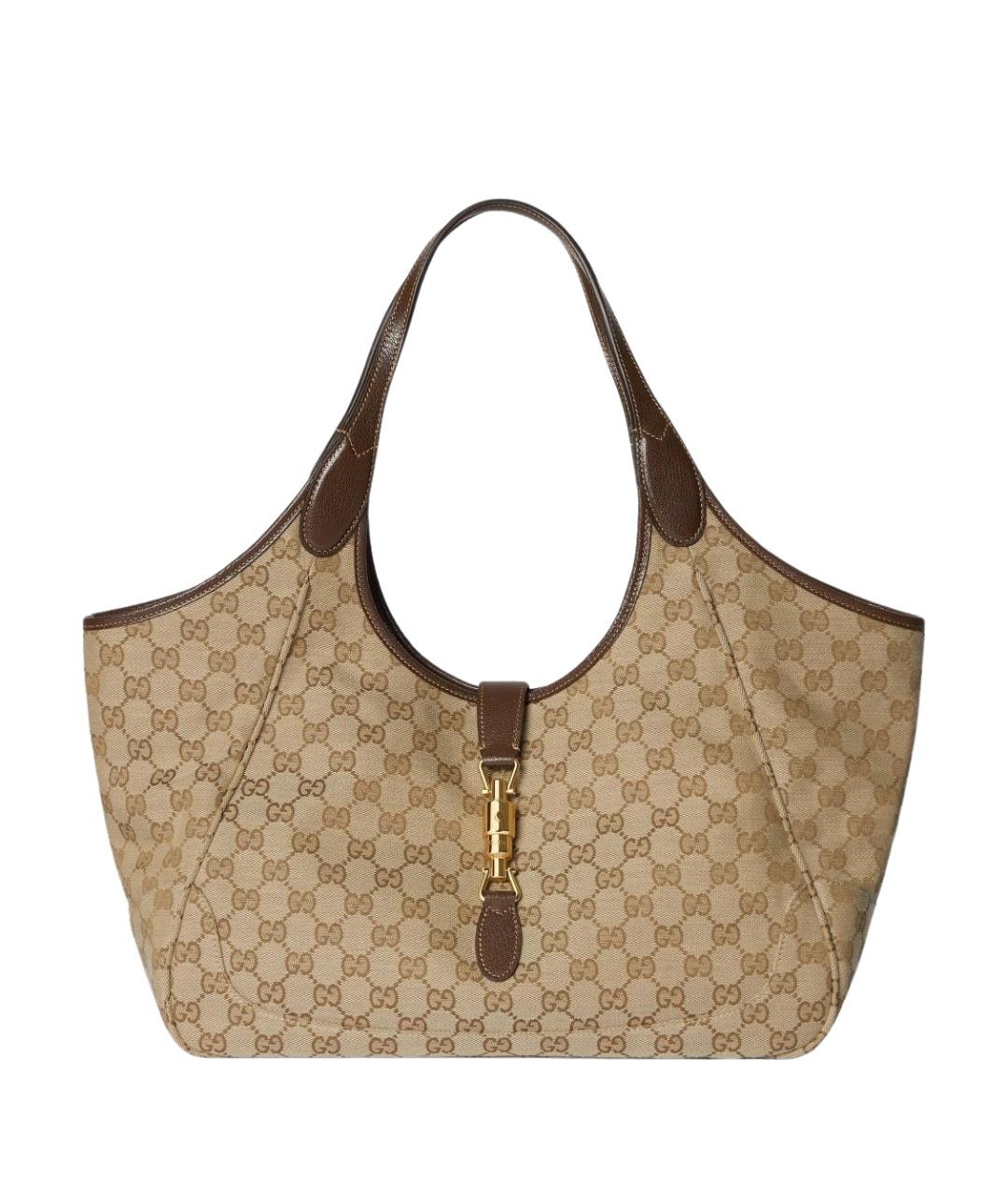 GUCCI Бежевая тканевая сумка тоут, фото 1