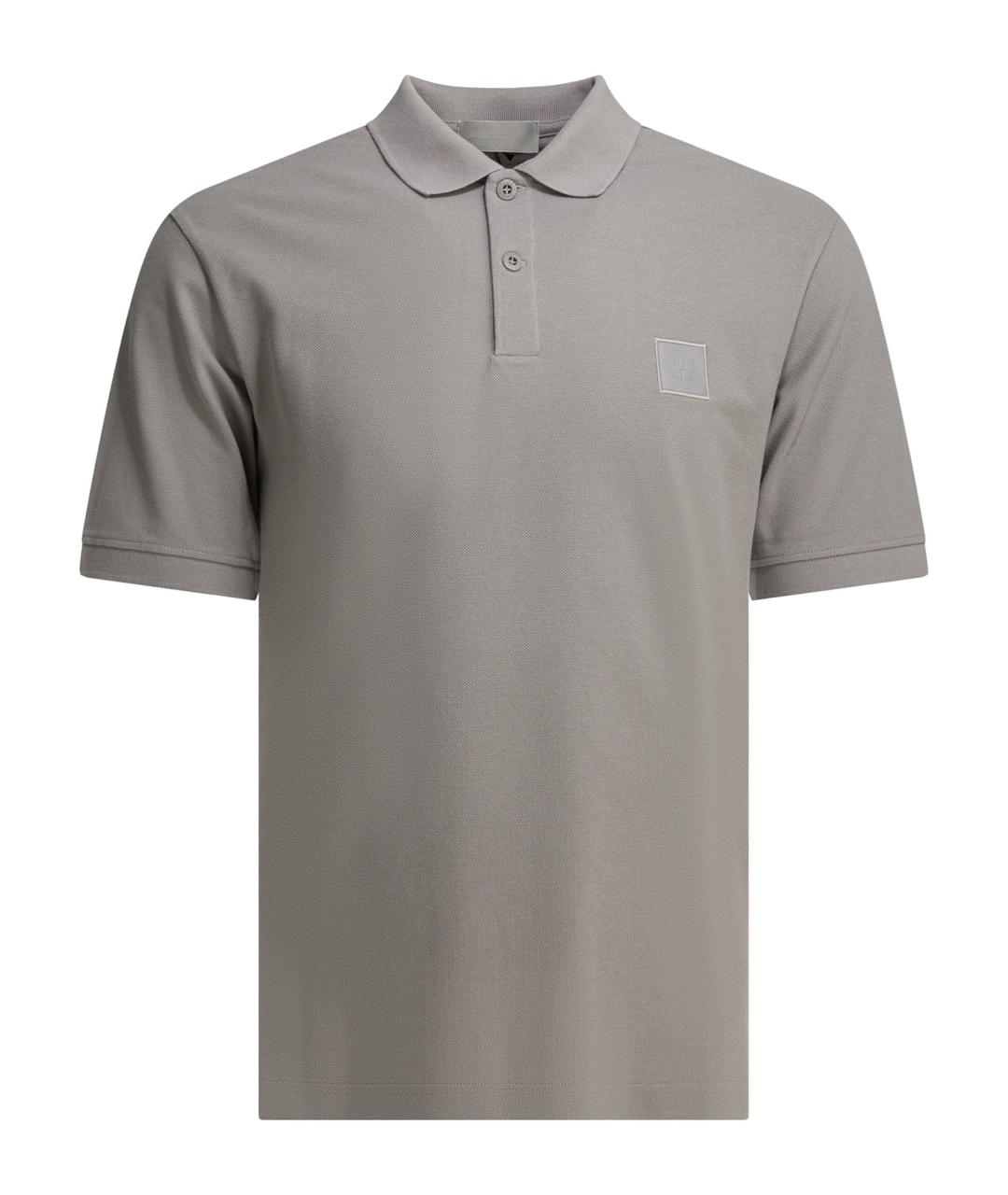 STONE ISLAND Серое хлопковое поло с коротким рукавом, фото 1