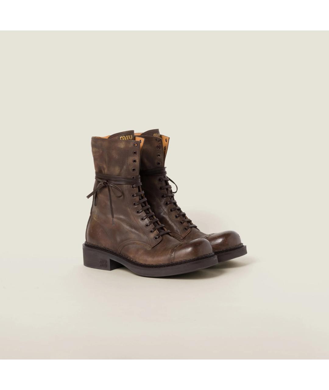 MIU MIU Коричневые кожаные ботинки, фото 4