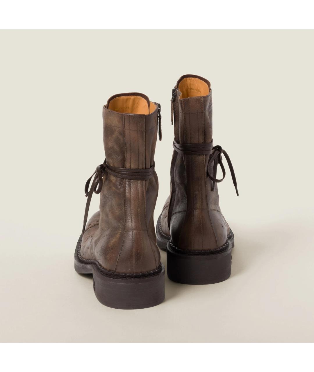 MIU MIU Коричневые кожаные ботинки, фото 2