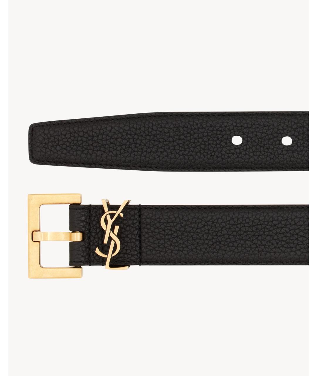 SAINT LAURENT Черный кожаный ремень, фото 2