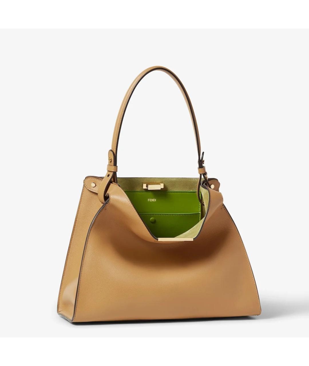 FENDI Бежевая кожаная сумка через плечо, фото 1