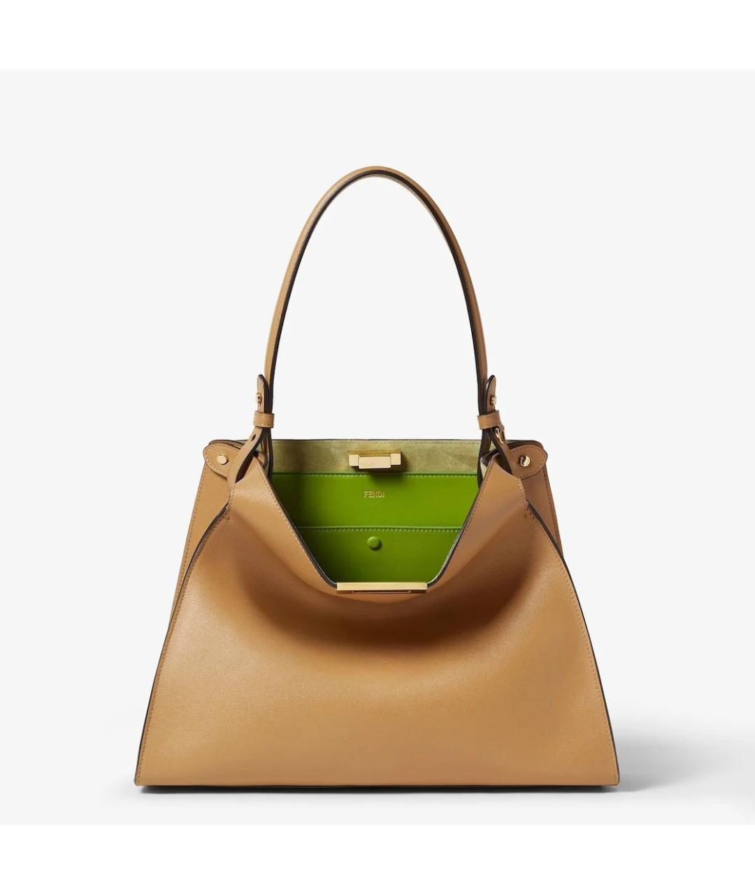 FENDI Бежевая кожаная сумка через плечо, фото 4