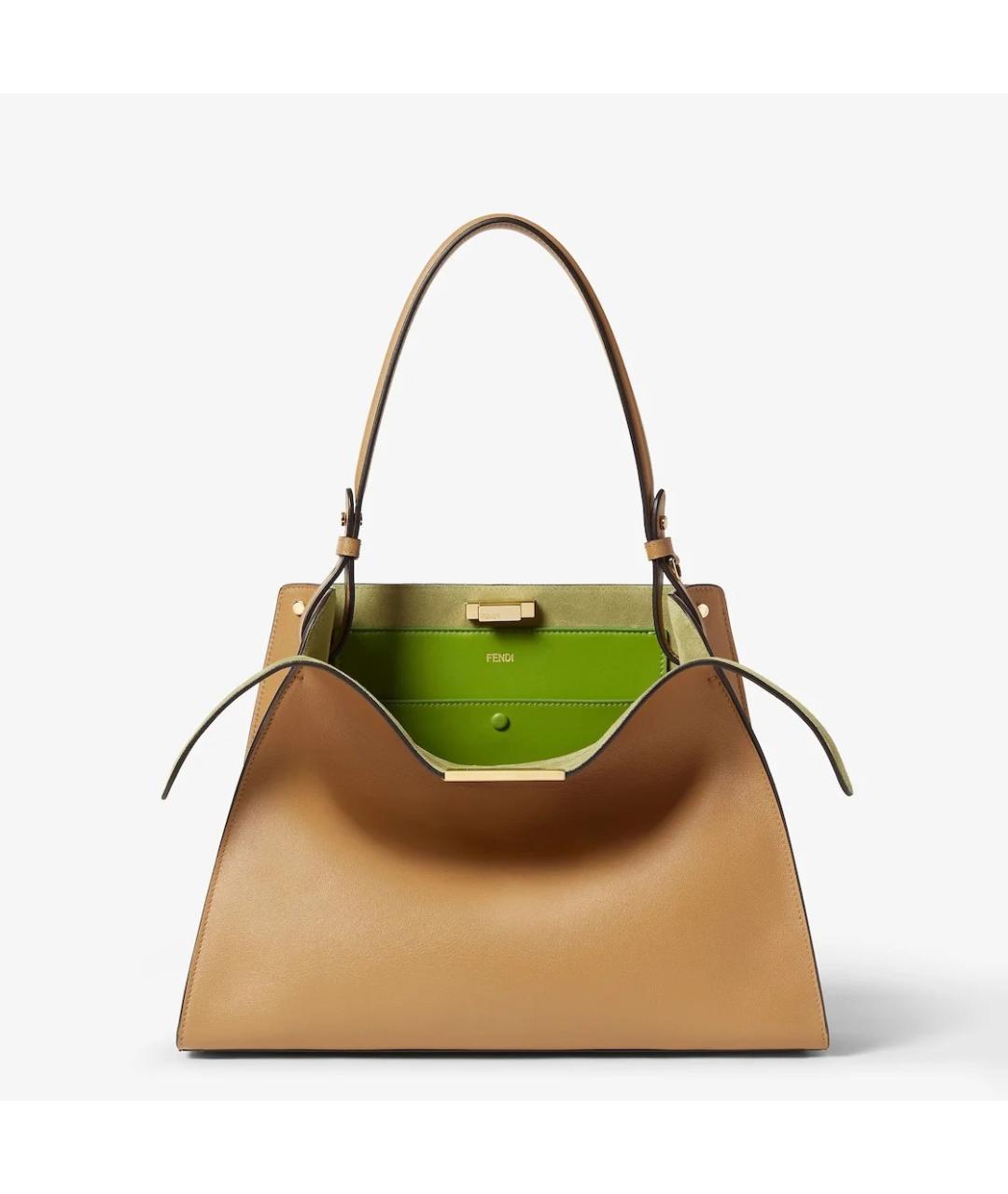 FENDI Бежевая кожаная сумка через плечо, фото 2