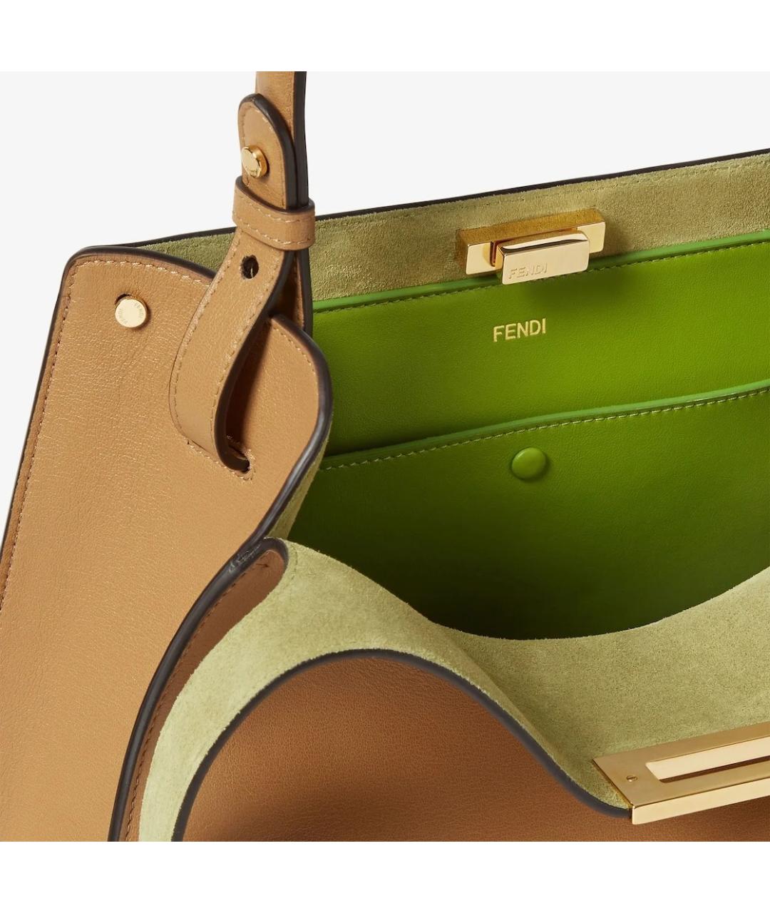 FENDI Бежевая кожаная сумка через плечо, фото 6