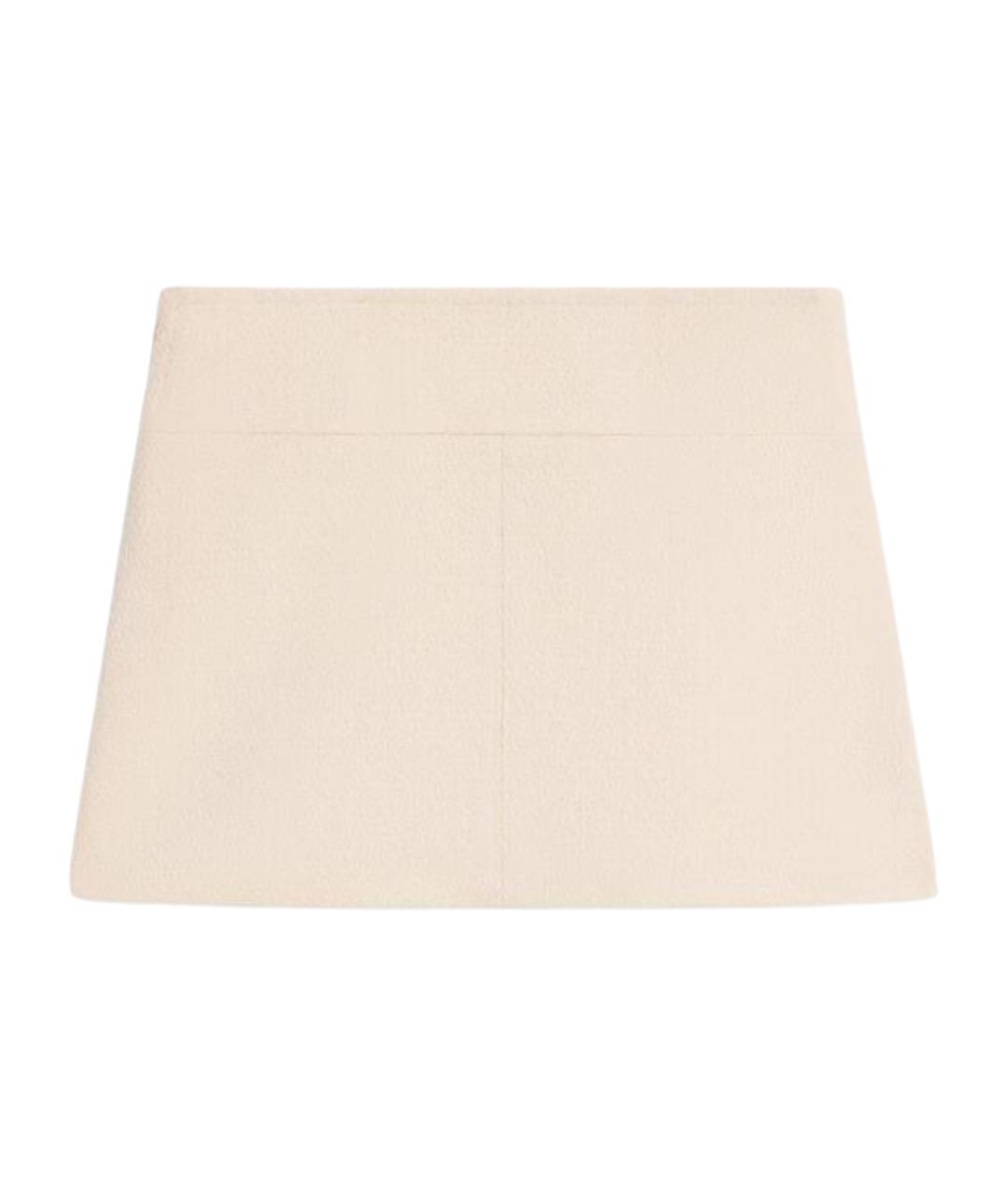 CELINE Бежевая кашемировая юбка мини, фото 1