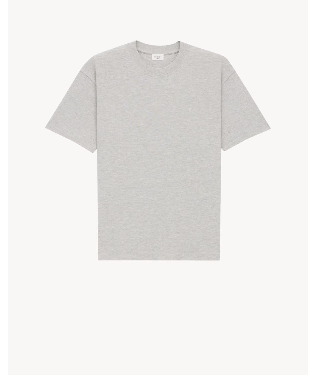 SAINT LAURENT Серая хлопковая футболка, фото 3