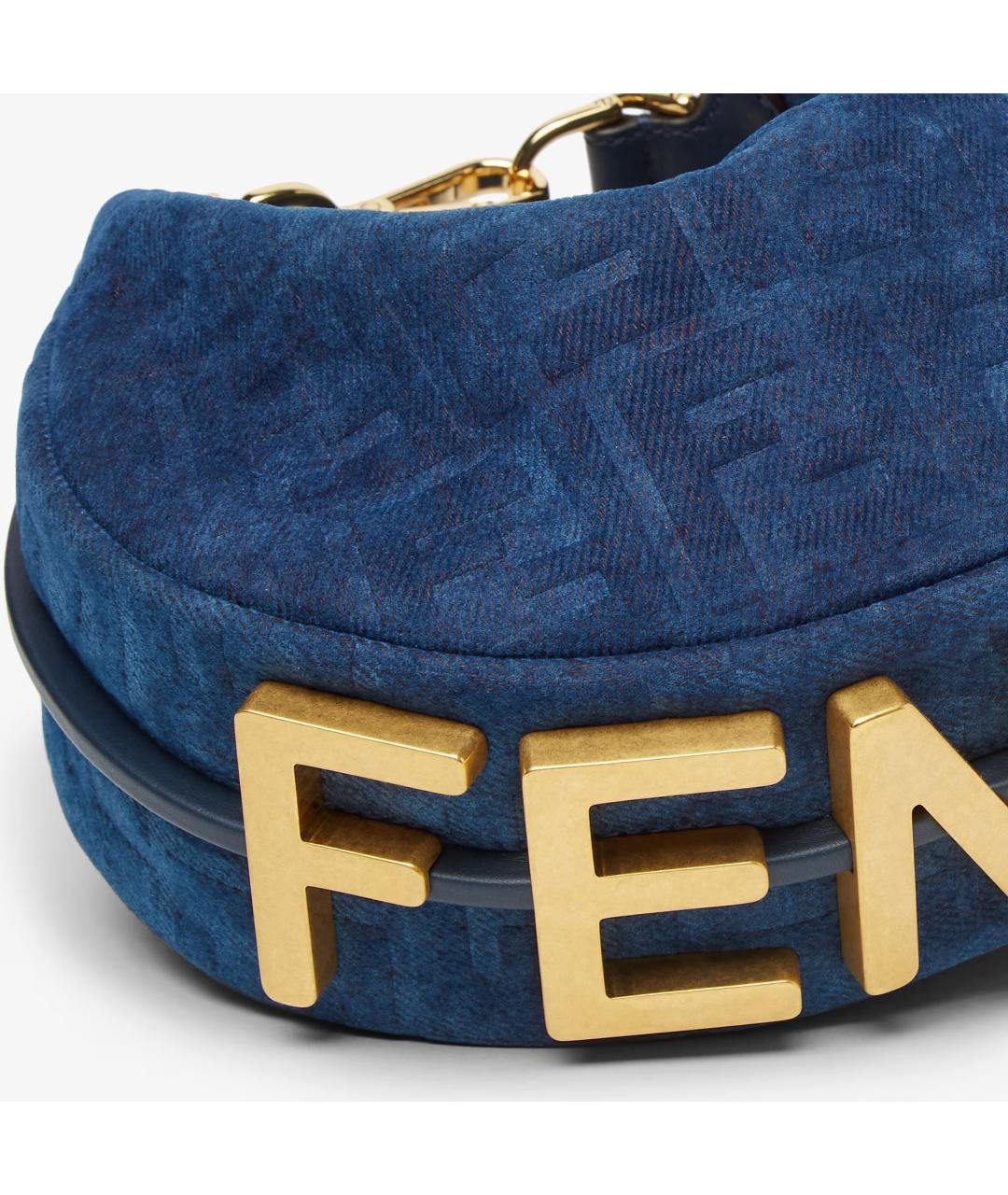 FENDI Синяя хлопковая сумка с короткими ручками, фото 4